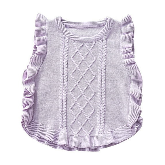 Coerni Toddler Girls Sweater Vest Pullover Crewneck Sleeveless V-Neck Ruffle Knitwear Tank Tops Fall Winter Clothes