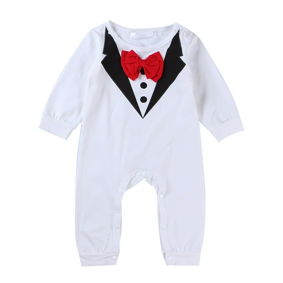 Coerni Toddler Kids Baby Boys 1st Christmas Outfit Gentleman Long Sleeve Jumpsuit 3 6 12 Months Toddler Fall Winter Clothes