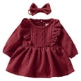 thumbnail image 1 of Coerni Toddler Kids Baby Girls Casual Long Sleeve Round Neck Solid Color Dress Party Dress Clothes 12 18 24 Months Girls Dress, 1 of 7