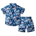 thumbnail image 1 of Coerni Toddler Kids Boho Clothes Printed Lapel Tops Casual Shorts Sets Boys Summer Beach Outfits 1 to 3 Years Hawaii Holiday Set, 1 of 9