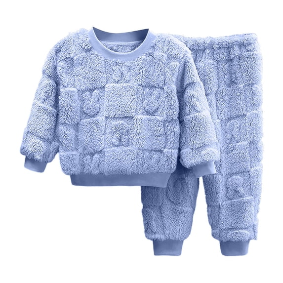 Coerni Toddler Kids Boys Girls Winter Pants Set Long Sleeve Fleece Sweatshirt Tops Solid Pants 2PCS Outfits Clothes