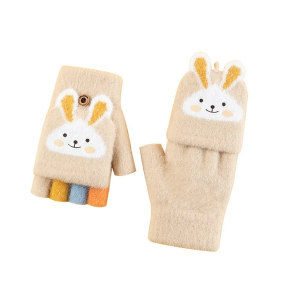 Coerni Toddler Kids Children's Bunny Knit Winter Warm Girls Boys Baby Gloves Mittens Cute Cotton Hand Warmer Gloves