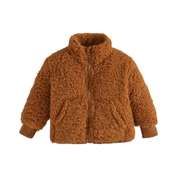 Coerni Toddler Kids Fleece Warm Jacket Baby Boys Girls Autumn Winter Zip-up Lightweight Long Sleeve Jacket Sweatshirt Coats