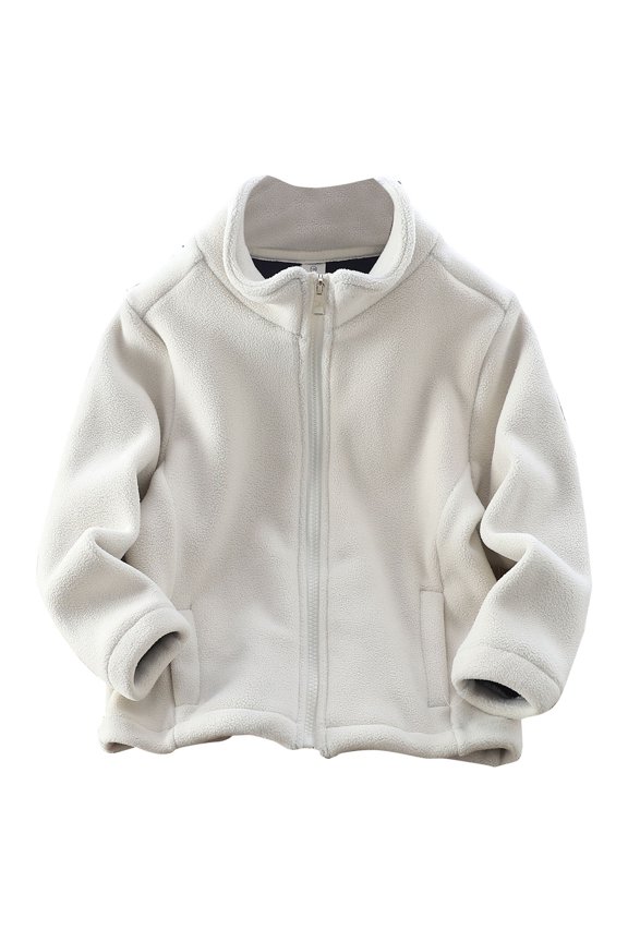 Coerni Toddler Kids Fleece Warm Jacket Boys Girls Solid Autumn Winter Zip-up Lightweight Long Sleeve Jacket 1 to 8 Y