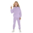 thumbnail image 1 of Coerni Toddler Kids Girls 2 Piece Lightweight Long Sleeve Pullover Hoodie Sweatshirt Solid Breathable Athletic Outfits with Pockets, 1 of 6