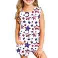 thumbnail image 1 of Coerni Toddler Kids Girls 4th Of July Prints Sleeveless Independence Day Strap Vest T Shirt Tops Shorts 2pcs Outfits Set, 1 of 3