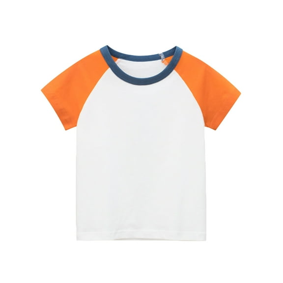 Coerni Toddler Kids Girls Boys Short Sleeve Basic T Shirt Color Block Casual Tees Shirt Tops Crewneck School Clothes