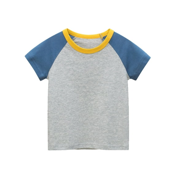 Coerni Toddler Kids Girls Boys Short Sleeve Basic T Shirt Color Block Casual Tees Shirt Tops Crewneck School Clothes