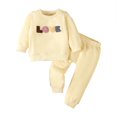 thumbnail image 1 of Coerni Toddler New Born Baby Boy Outfit Long Sleeved Pullover Sweatshirt Letter Print Set Kids Valentine's Day Outfit, 1 of 9
