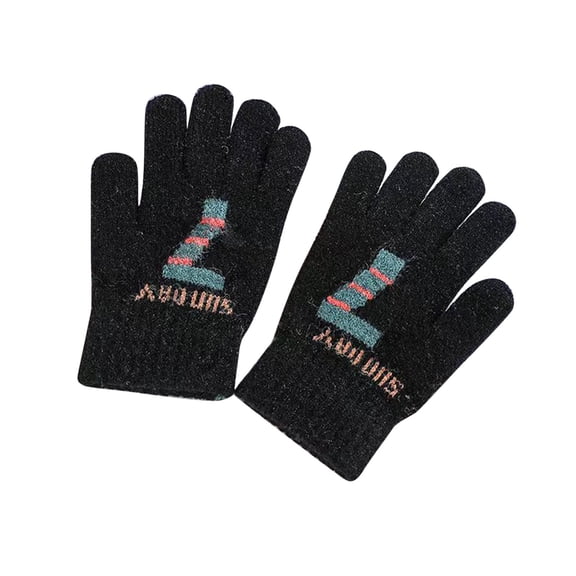 Coerni Toddler Soft Letter Print Gloves Kids Baby Boys Girls Winter Warm Knit Mittens Winter Gloves for Kids Youth Girls Winter Gloves