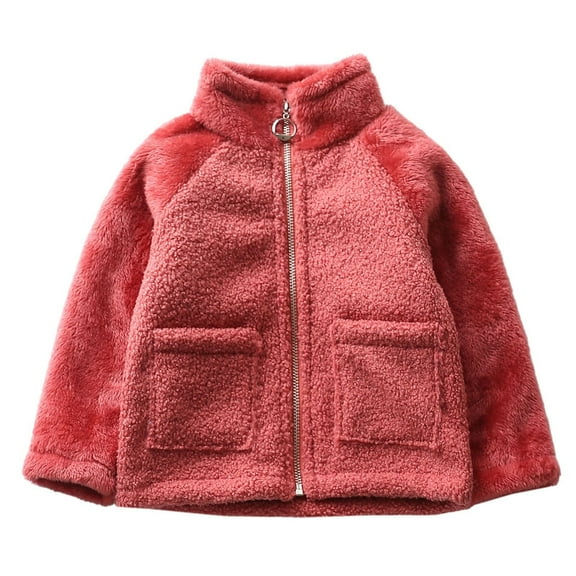 Coerni Toddler Solid Color Long Sleeves Fleece Jacket Boys Girls Fall Winter Coats Kids Sweatshirt Warm Outwear Outfits