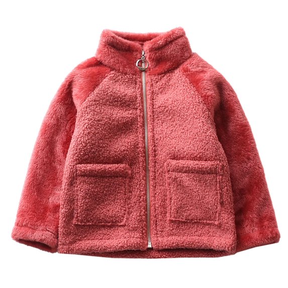 Coerni Toddler Solid Color Long Sleeves Fleece Jacket Boys Girls Fall Winter Coats Kids Sweatshirt Warm Outwear Outfits
