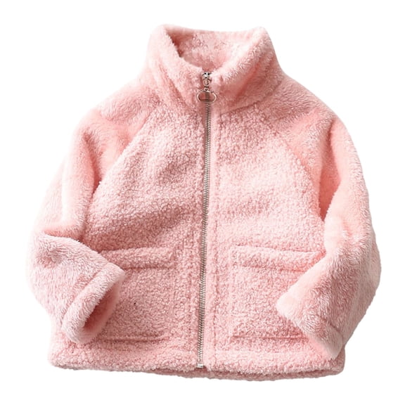 Coerni Toddler Solid Color Long Sleeves Fleece Jacket Boys Girls Fall Winter Coats Kids Sweatshirt Warm Outwear Outfits