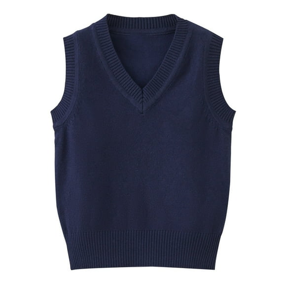 Coerni Toddler's Girls Boys V-Neck School Uniform Cable Knit Vest Kids Sweater Solid Sleeveless Pullover Waistcoat Shirts Knitwear