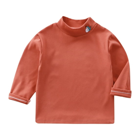 Coerni Toddlers Baby Boys Girls Basic Solid Crewneck T-Shirt Cotton Mock Neck Long Sleeve Tops Blouse Fall Winter Clothes