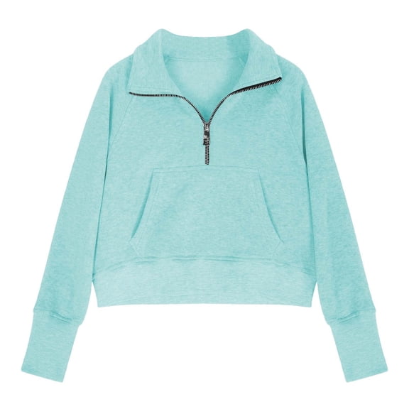 Coerni Girls Half Zip up Sweatshirt Tween Oversized Sweatshirts Kids Trendy Fall Pullover Crop Tops Long Sleeve Sweater Clothes