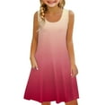 thumbnail image 1 of Coerni Tween Girls Ombre Sleeveless Dress Flowy A Line Sundress Fressy Casual Elegant Dresses for Kids Gradient Vest Dress, 1 of 6