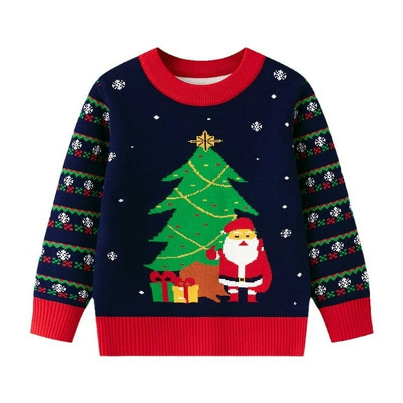 Coerni Kids Christmas Sweater Toddler Baby Girl Boy Knit Crewneck Sweater Cotton Pullover Sweatshirt Tops Warm Fall Winter Clothes