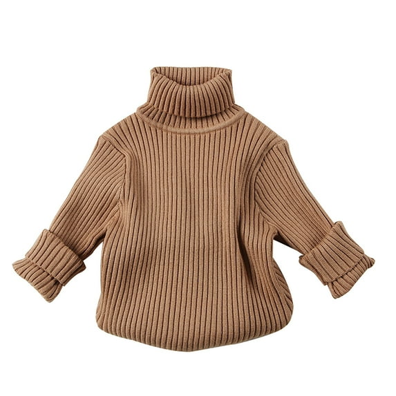 Coerni Unisex Baby Boys Girls Warm Knit Sweater Pullover Long Sleeve Soft Turtleneck High Neck Solid Children Autumn Sweater