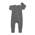 thumbnail image 1 of Coerni Unisex Baby Soft Solid Zipper Romper Boys Cotton Comfy Pajamas Knit Long Sleeved Double Zipper Wrapped Hands Jumpsuit, 1 of 3