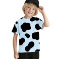 thumbnail image 1 of Coerni Unisex Cow Print Shirt Kids Short Sleeve Crewneck Tops Breathable Comfy Graphic Tees for School Days Halloween Dress-Up Wear, 1 of 9