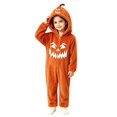thumbnail image 1 of Coerni Unisex Kids Jack O Lantern Hooded Onesie Cozy Flannel Pumpkin Jumpsuit Halloween Carnival Party Dress Up Outfit for Boys Girls, 1 of 4