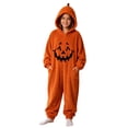 thumbnail image 1 of Coerni Unisex Kids Jack O Lantern Hooded Onesie Cozy Flannel Pumpkin Onesie Halloween Carnival Party Dress Up Outfit for Boys Girls, 1 of 4