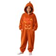 thumbnail image 1 of Coerni Unisex Kids Jack O Lantern Hooded Onesie Cozy Flannel Pumpkin Onesie Halloween Carnival Party Dress Up Outfit for Boys Girls, 1 of 4