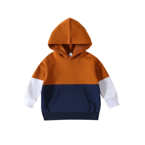 Coerni Unisex Kids Soft Brushed Cotton Basic Hooded Long Sleeve Patchwork Sweatshirt for Boys or Girls 3﹣12 Years