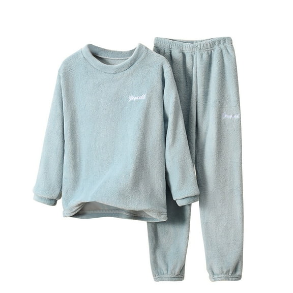 Coerni Warm Fleece Pajamas Set for Kids Boys Girls Long Sleeve Flannel Sleepwear Cozy Cotton Pj Winter Loungewear Outfit