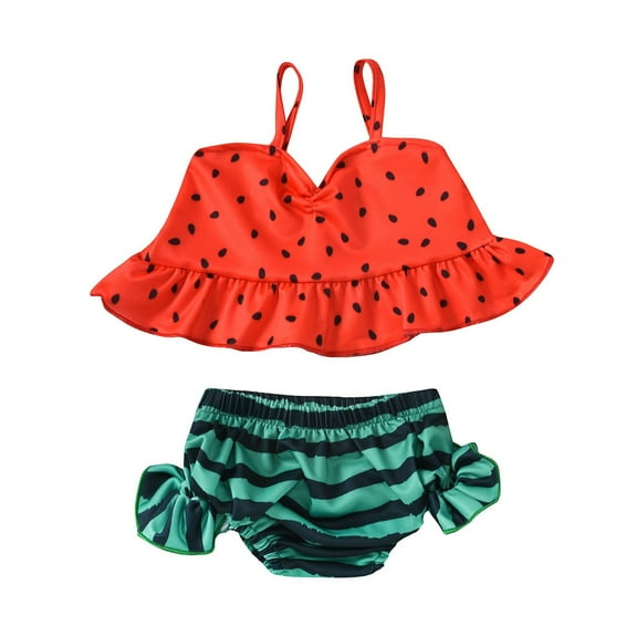 Coerni Watermelon Bikini Swimsuit Summer Printed Outfits Ruffles Baby Swimwear Two Girls Girls Swimwear 14 Swimsuit