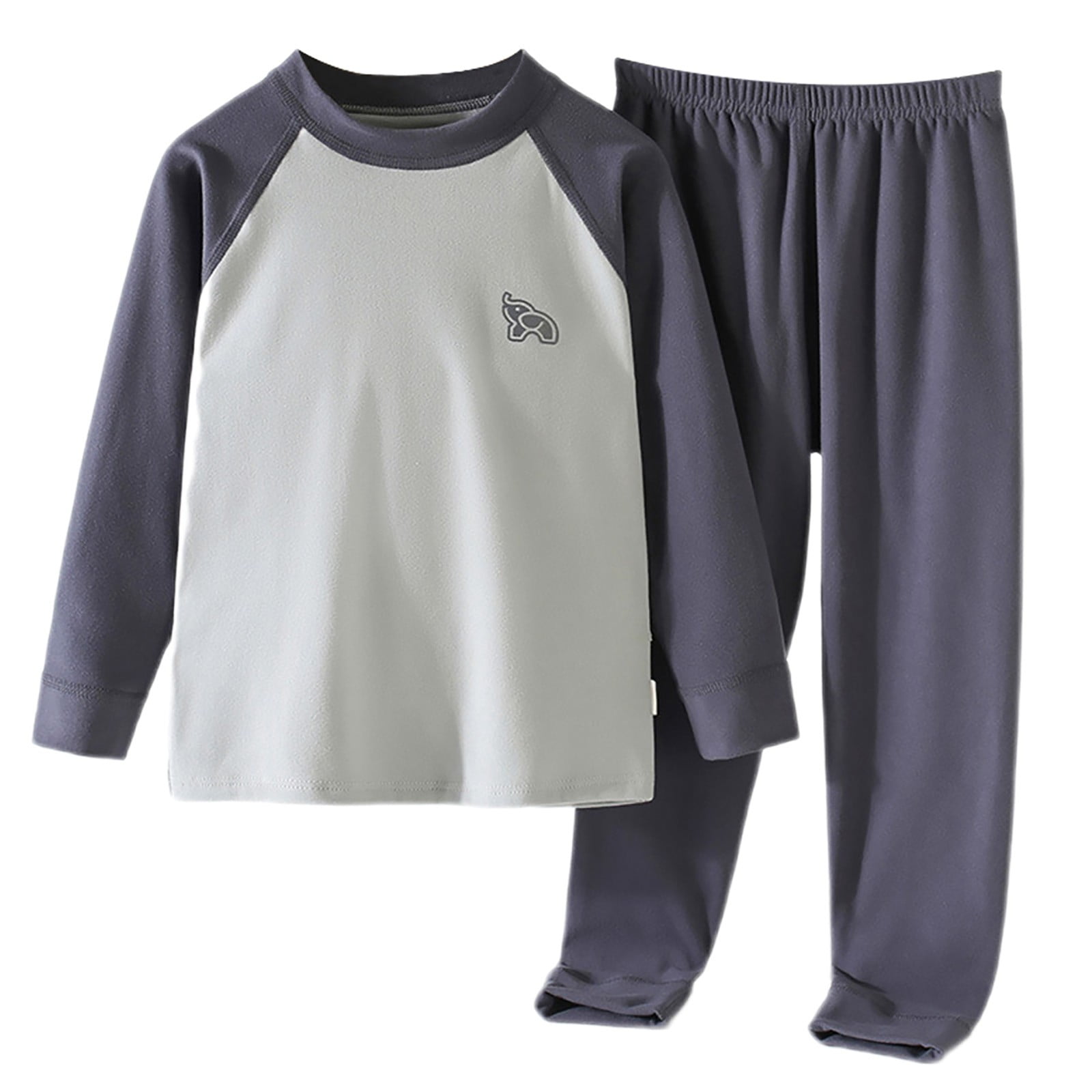 Coerni Youth Boys Girls Warm Flannel Pajamas Set Color Block Sleepwear