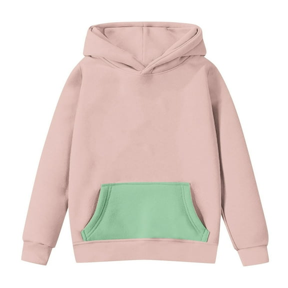 Coerni Youth Girls Hoodies Color Block Hooded Sweatshirt Kids Y2K Trendy Preppy Sweatshirt Oversized Hoodies for Children