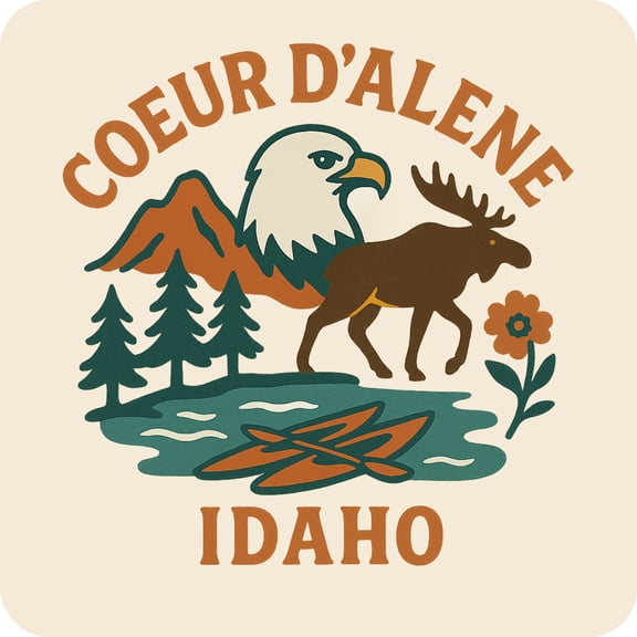 Coeur DAlene Idaho Keepsakes Souvenir Vinyl Sticker – Destination Travel Keepsake Collectible (3-Inches Wide)