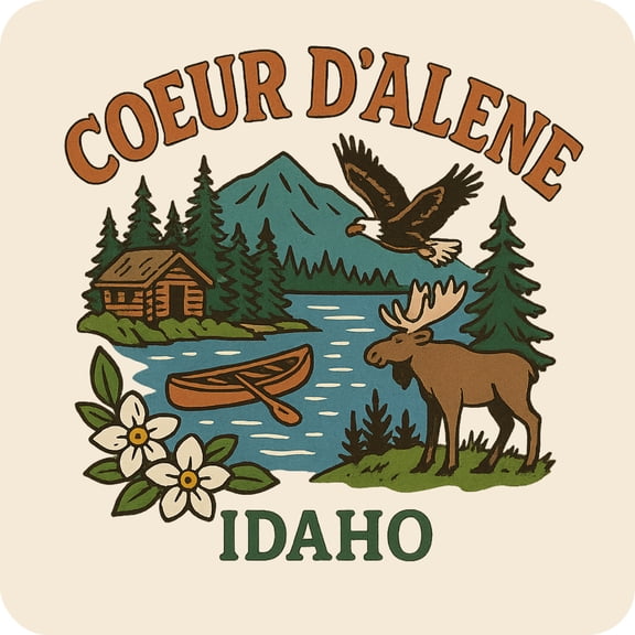 Coeur Dalene Idaho Keepsakes Souvenir Vinyl Sticker – Destination Travel Keepsake Collectible (3-Inches Wide)
