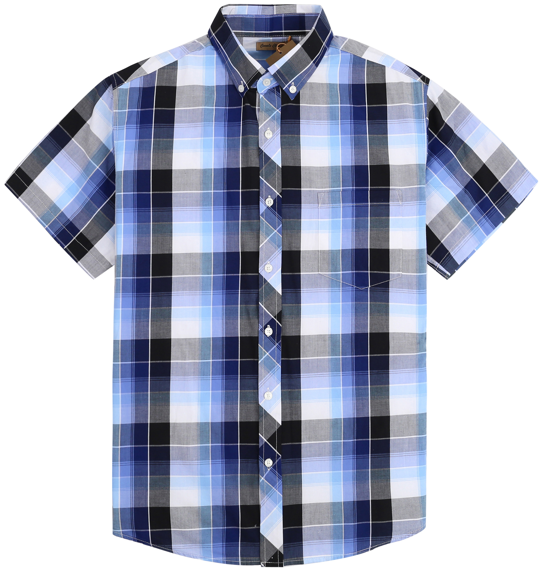 Coevals Club Men Short Sleeve Button Down Up Cotton Casual Soft Plaid ...