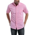 thumbnail image 1 of Coevals Club Men Short Sleeve Button Down Up Cotton Casual Soft Solid Top Shirt (Pink 4# L), 1 of 3