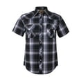thumbnail image 1 of Coevals Club Men Western Plaid Pearl Snap Short Sleeve Shirts (Black Gray #9 Large), 1 of 4