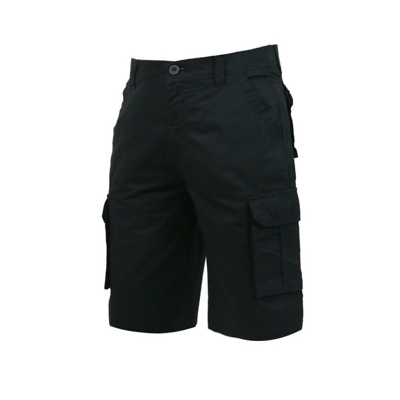 Coevals Club Men's Cargo Outdoor Work Relaxed Fit Multi-Pocket Cotton Solid Shorts (36, Black, #5)