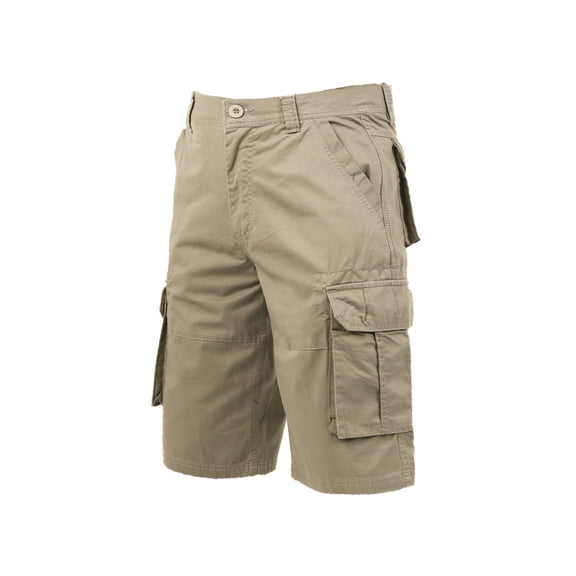 Coevals Club Men's Cargo Outdoor Work Relaxed Fit Multi-Pocket Cotton Solid Shorts (36, Khaki, #2)