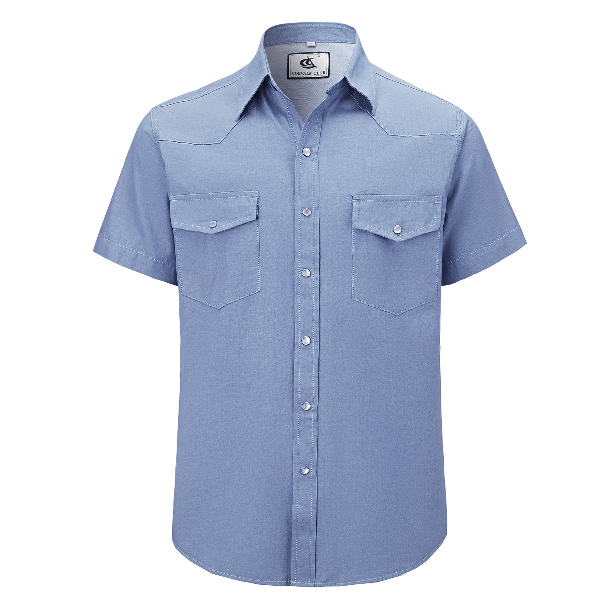 dusty blue dress shirt men Airthreads Men's Shirt, Cotton Linen, Short Sleeve, Dusty Blue, Tailored Fit main image 1