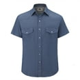 thumbnail image 1 of Coevals Club Men's Denim Button Up Western Cowboy Pearl Snap Short Sleeve Shirt Classic Casual Workwear 03 Blue X-Large, 1 of 1