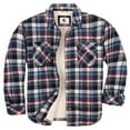 thumbnail image 1 of Coevals Club Men's Flannel Jacket Sherpa Lined Cotton Plaid Snap Button Up Quilted Long Sleeve Shirt Jacket Beige Blue 65 4X-Large, 1 of 7