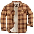 thumbnail image 1 of Coevals Club Men's Flannel Jacket Sherpa Lined Cotton Plaid Snap Button Up Quilted Long Sleeve Shirt Jacket Brown Plaid 53 Small, 1 of 7