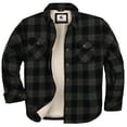 thumbnail image 1 of Coevals Club Men's Flannel Jacket Sherpa Lined Cotton Plaid Snap Button Up Quilted Long Sleeve Shirt Jacket Gray Black 15 3X-Large, 1 of 7