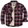 thumbnail image 1 of Coevals Club Men's Flannel Jacket Sherpa Lined Cotton Plaid Snap Button Up Quilted Long Sleeve Shirt Jacket Khaki Blue Crimson 56 4X-Large, 1 of 7
