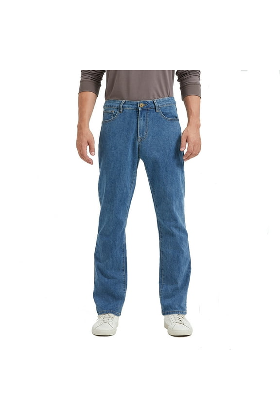 Men's Straight Leg Classic 5-Pocket Casual Work Jeans 30L 1# Vintage Blue 30