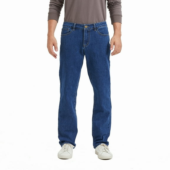 Coevals Club Men's Straight Leg Classic 5-Pocket Casual Work Jeans 30L 3# Medium Stonewash 36