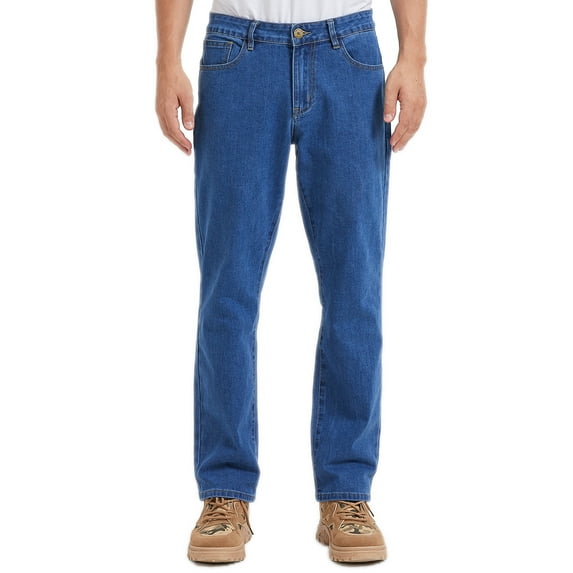 Coevals Club Men's Straight Leg Classic 5-Pocket Casual Work Jeans 32L 2# Blue 30
