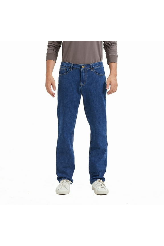 Men's Straight Leg Classic 5-Pocket Casual Work Jeans 32L 3# Medium Stonewash 36
